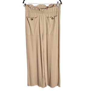 June & Hudson Tan Wide-Leg Pants with Button Details Size 1